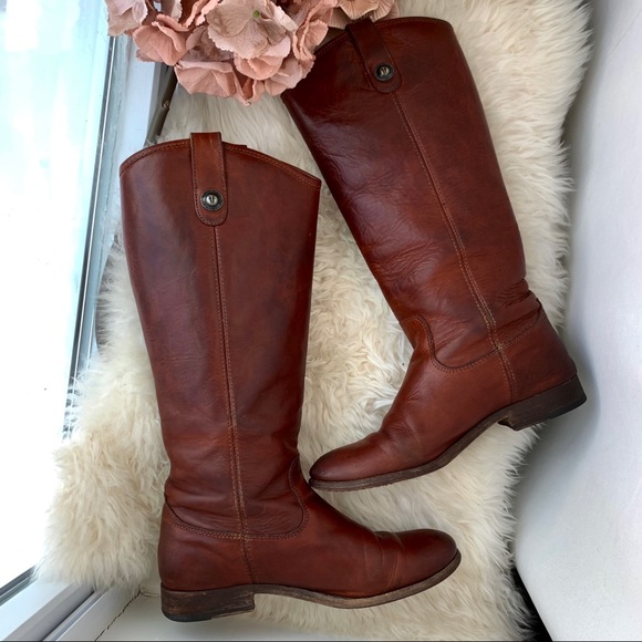 Frye Melissa Button Cognac Brown Tall Riding Boots - Picture 8 of 16